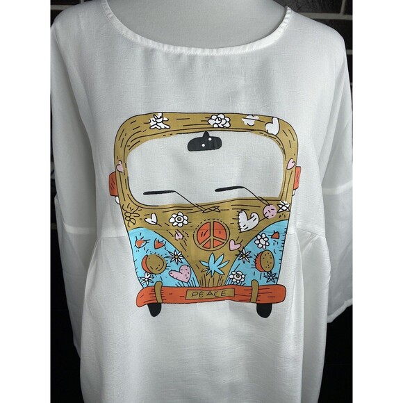 Peace Van Womens White Boho Unbranded Casual Tunic Top Size X-Large White - Picture 8 of 9